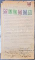 1931Szeged Nyilatkozat gyámpénztári kölcsönről 7 db (5 klf) okmánybélyeggel