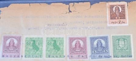 1931Szeged Nyilatkozat gyámpénztári kölcsönről 7 db (5 klf) okmánybélyeggel