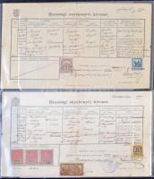 1920-1942 4 db Házassági + 1 db Születési anyakönyvi kivonat okmánybélyegekkel, vegyes minőség (12.0...