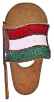 ~1920-1940. Magyar zászló, zománcozott fém gomblyukjelvény, hátoldalon MORZSÁNYI BUDAPEST ESKÜ ÚT 5. (11x17mm) T:2