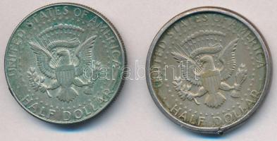 Amerikai Egyesült Államok 1968D 1/2$ Ag "Kennedy" (2x) egyik keretben T:2 patina
USA 1968...