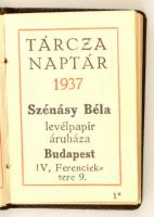 1937 Tárcanaptár, bőrkötésben fém rátéttel