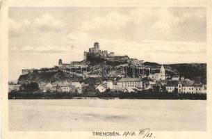 Trencsén, Trencín; látkép várral / panorama view with castle