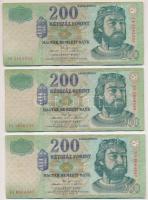 1939. 5P + 1989. 50Ft + 2002-2005. 200Ft (5x) "FA", "FB" és "FC" betűj...