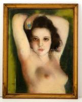 Fried Pál (1893-1955): Modell kék gyűrűvel. Pasztell, papír, jelzett üvegezett keretben, 65×50 cm