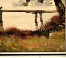 Jeney Zoltán (1899-?): Alsóörs 1938. Akvarell, papír, jelzett, üvegezett keretben,  50x70cm