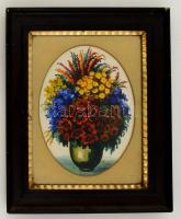 Olvashatatlan jelzéssel: Virágcsendélet. Akvarell, papír, üvegezett keretben, 29×23 cm