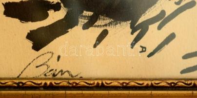 Bán jelzéssel: Ülő akt. Tus, papír, üvegezett keretben, 44×34 cm