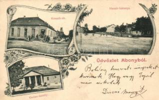 Abony, Kossuth tér, Huszár laktanya, Gulner kastély, Havas Ignác üzlete, Art Nouveau floral (EK)