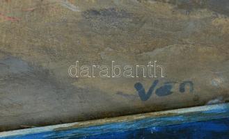 Vén jelzéssel: Utcarészlet. Olaj, farost, üvegezett keretben, 60×50 cm