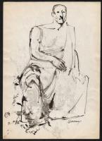 Barcsay jelzéssel: Ülő férfi. Tus, papír, 30×20 cm