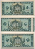 1946. 100.000MP (3x) sorszámkövetők, egyiken erősen balra tolódott hátlapi nyomat T:I,I-
Adamo P30