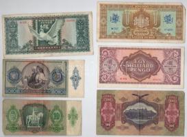 18db-os vegyes pengő tétel, közte egy adópengő: 1946. 500.000AP számozás nélküli, félrecsúszott nyom...