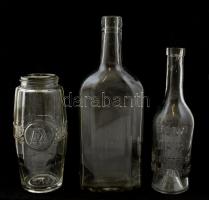 3 db hibátlan üveg(Gessler, Diana sósborszesz, stb.), m: 16, 20, 23 cm