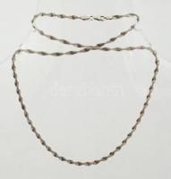 Ezüst(Ag) fonott, csavart nyaklánc, jelzett, h: 49 cm, nettó: 8,7 g