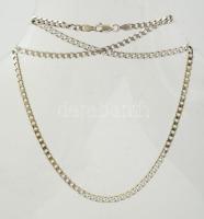 Ezüst(Ag) lapos pancer nyaklánc, jelzett, h: 47 cm, nettó: 10,4 g