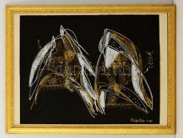 Szántó Piroska  (1913-1998): Kompozíció.  Vegyes technika, papír, jelzett, gyűrött, keretben, 47×62 ...