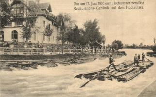 1910 Augsburg, Hochablass; Vom Hochwasser zerstörte Restaurations-Gebäude / restaurant, flood