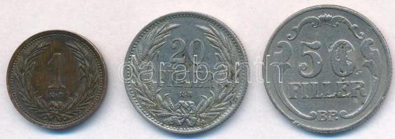 1900KB 1f Br + 1914KB 20f Ni + 1938. 50f Cu-Ni T:1--2- ü., apró ph., kis patina
Adamo K1; K4; P5