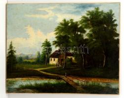Barton jelzéssel: Erdei kis ház. Olaj, vászon, restaurált, 54×68 cm