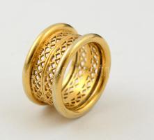 Ezüst(Ag) aranyozott, áttört gyűrű, jelzett, méret: 52, 7,2 g