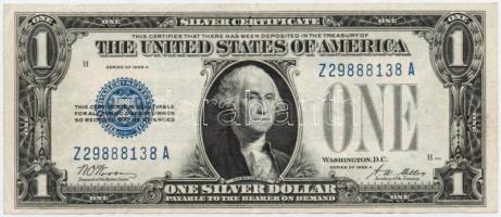 Amerikai Egyesült Államok 1928A 1$ Silver Certificate - kisméretű, kék pecsét, W.O. Woods - A. W. Mellon T:III USA 1928A 1 Dollar Silver Certificate - Small size, blue seal, W.O. Woods - A. W. Mellon C:F Krause 412.a