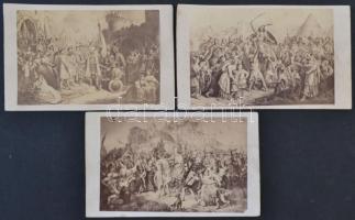 cca 1860 Árpád, Zrínyi, Mátyás: magyar történelmi személyek 3 db fénnyomat / Hungarian royals photgravures 6x10 cm