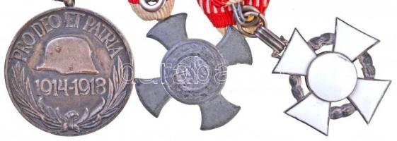 1914. "II. osztályú Ezüst Vitézségi Érem" peremen jelzett Ag kitüntetés, mellszalagon. Szi...