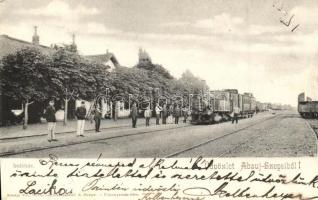 Szepsi, Abaúj-Szepsi, Moldava nad Bodvou; Indóház, vasútállomás gőzmozdonnyal, kiadja Tóth István / railway station with locomotive