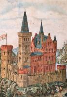 cca 1930 4 db nagyméretű. várat ábrázoló fametszetes tábla. 29x40 cm