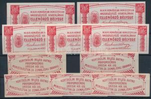 ~1914 M. Kir. Honvédelmi minisztérium Hadsegélyező hivatalának ellenőrző bélyege 5-5 db magyar és horvát nyelven