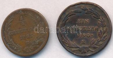 1781B 1/2kr Cu + 1790S 1kr Cu "II. József" T:2,2-