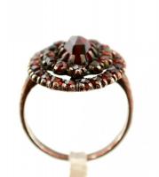 Bronzírozott ezüst(Ag) gyűrű gránáttal díszítve, jelzett, méret: 55,5, bruttó: 5,9 g