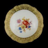 Drasche ékszeres doboz, matricás, jelzett, kopott, d:10 cm