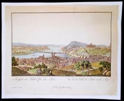 Repint változat, az 1790-es Aussicht der Stadt Ofen und Pest. - Vue de la Ville de Bude et de Pest. Buda és Pest látképe a rózsadomb felől, szakadással