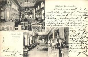 Komárom, Komárno; Grand Caffé kávéház, belső, Spitzer Sándor kiadása / café, interior