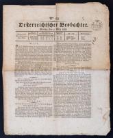 1835 Az Oesterreichische Beobachter osztrák napilap. egy száma 1kr újságszignettával