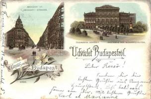1898 Budapest, Andrássy út, Tudományos Akadémia, floral, litho (EK)