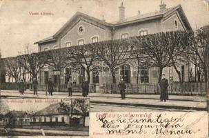 Diószeg, Nagydiószeg, Sládkovicovo; Vasútállomás, Római katolikus népiskola / railway station, school (EB)