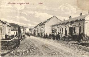 Nagyilonda, Ileanda; Fő utca, Wogel Fischl üzlete, kiadja Singer Emil / main street, shop, Nagybánya visszatért So. Stpl. (fl)