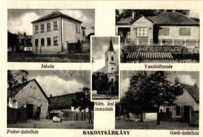 Bakonysárkány, vasútállomás, iskola, Fodor és Gack üzletház