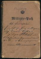 1884 Militär-Paß, katonai igazolvány, különféle bejegyzésekkel