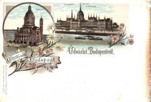 Budapest, Új Országház, Bazilika, Louis Glaser floral, litho (EK)