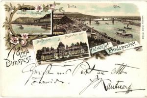 1897 (Vorläufer!) Budapest, Buda, Gellérthegy, Margit-fürdő, floral, litho. Ottmar Zieher