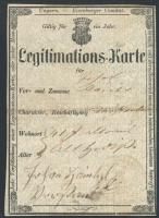 1861 Szombathely, Német és magyar nyelvű igazolási jegy Vas megye címerével, Vas vármegye alispáni h...