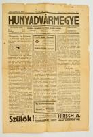 Hunyadvármegye, 50. évf. 39. szám, 1926. szeptember 25., Szerk.: Dr. Issekutz Gergely, Déva, Hirsch Adolf, kissé szakadozott, foltos.