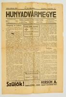 Hunyadvármegye, 50. évf. 39. szám, 1926. szeptember 25., Szerk.: Dr. Issekutz Gergely, Déva, Hirsch Adolf, kissé szakadozott, foltos.