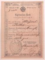 1859 Német és magyar nyelvű igazolási jegy 6 kr C.M. okmánybélyeggel, K.K. Stuhlrichteramt bélyegzőjével / ID