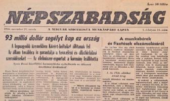 1956 november-december: Népszabadság (4×) és Népakarat (1×) újságok, összesen 5 db