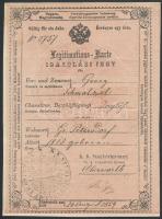 1859 Német és magyar nyelvű igazolási jegy 15 kr okmánybélyeggel / ID